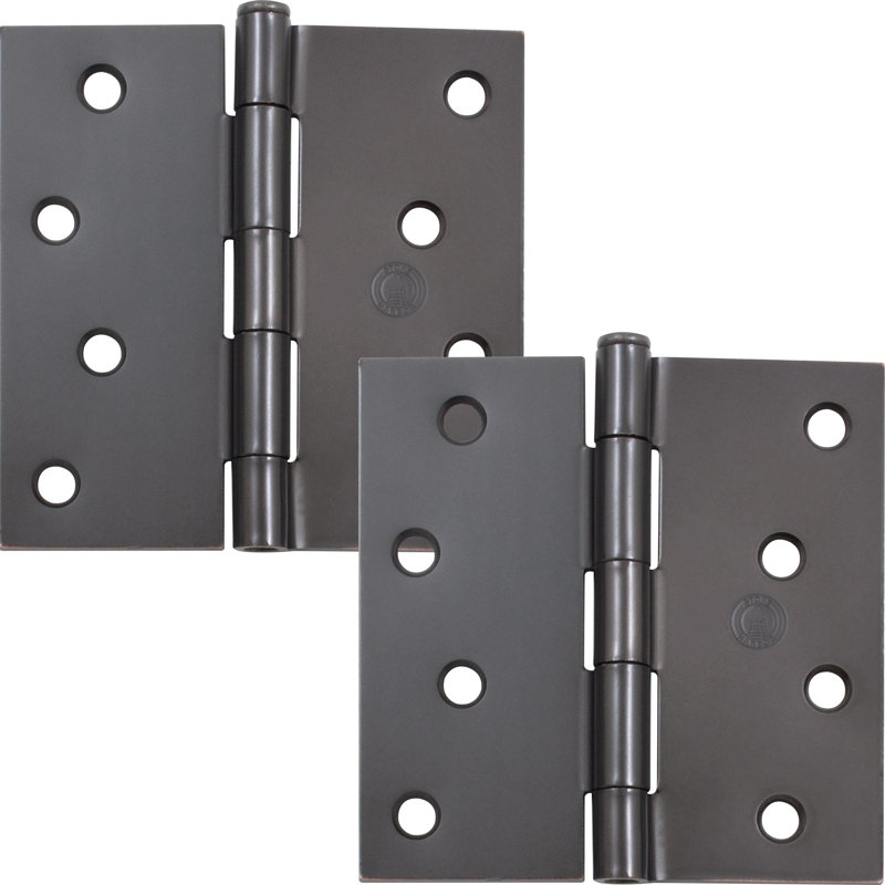 Charnières de porte 4 po, coin carré, Chrome poli