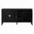 Wood Console Table with  Circular Groove Design Round Metal Door Handle-703385581