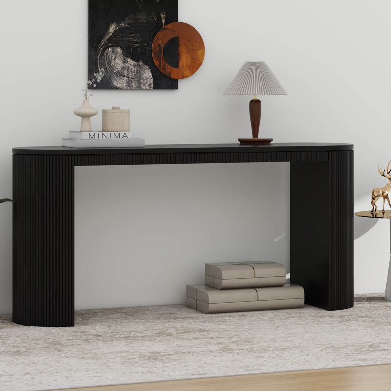 Console incurvée à rayures verticales uniques, Noir