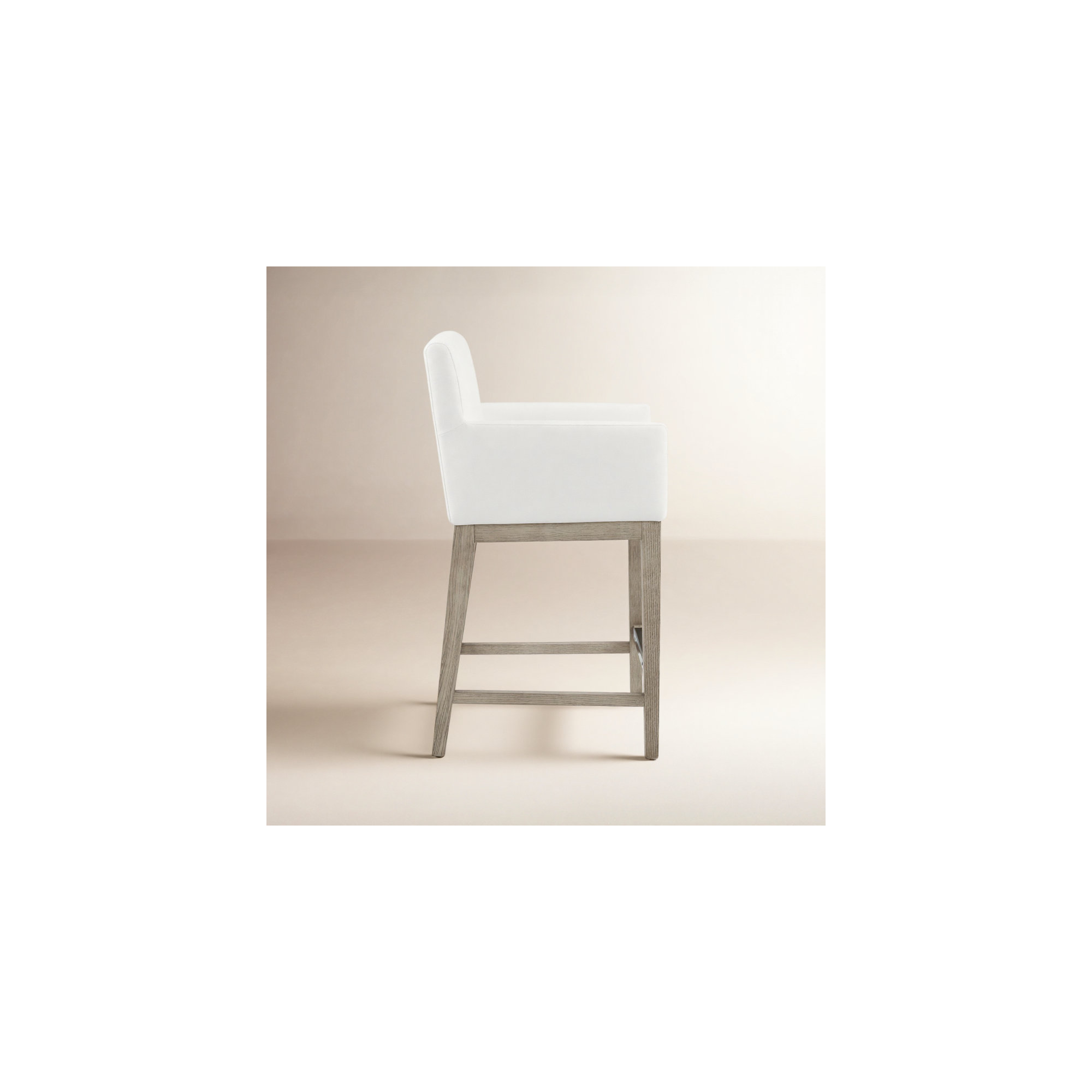 Bethea Counter Stool With Arms, Prestige Pearl Tweed