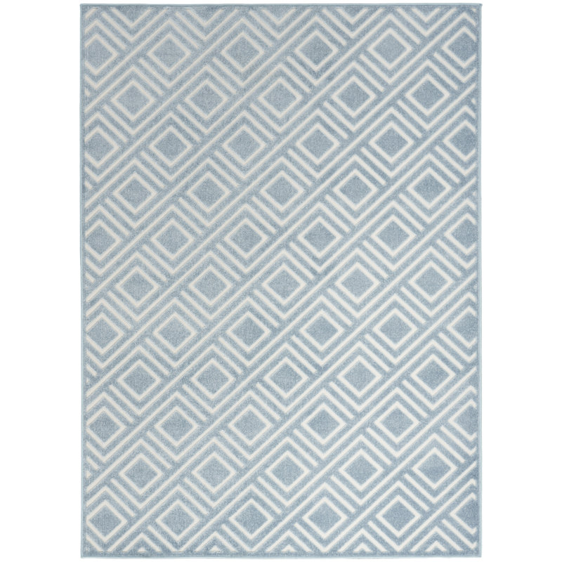 Tapis d'intérieur moderne bleu Ebern Designs Garp, Rectangle 5 pi 3 po x 7 pi