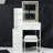 29.2" Small Size Left Bedside Cabinet Vanity Table + Cushioned Stool, Large Sliding, Touch Control, Tri-Color Switching, Brightness Adjust LED Mirror, High Capacity Storage, Suitable For Small Space-119144055