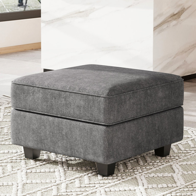Nairoby 26.4'' Wide Upholstered Storage Ottoman Footstool Module Part for Sectional Sofa, Dark Grey Microfiber