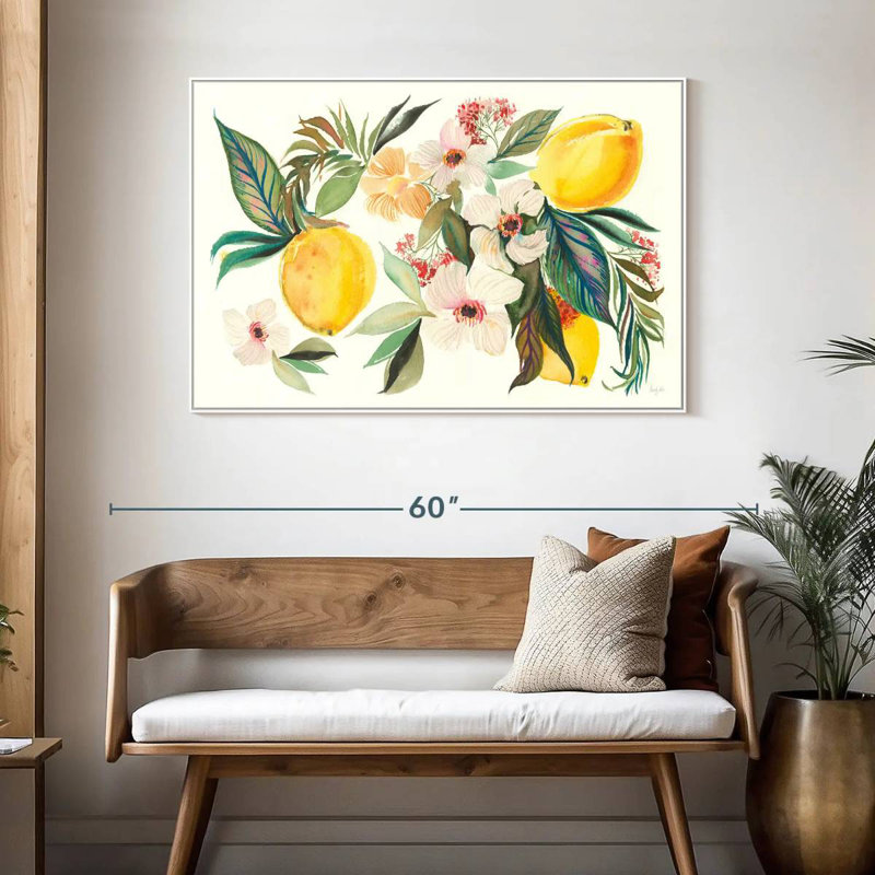 Agrumes d'été I, 46 po x 31 po, Cadre flottant blanc