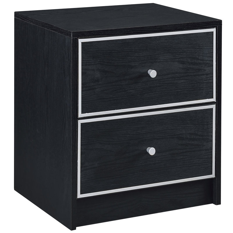 Black And Silver 2-Drawer Nightstand