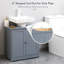 Armoire de salle de bain sous le lavabo avec 2 portes et tablette, meuble-lavabo à piédestal, gris