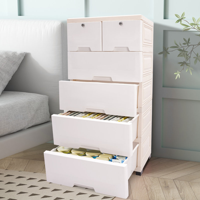 Regnold 6 Drawer Storage Drawer Lockable, White