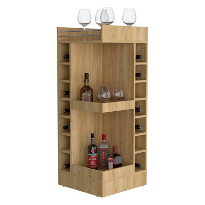 Lamer Corner Bar Cabinet With Wine Rack And Open Shelf