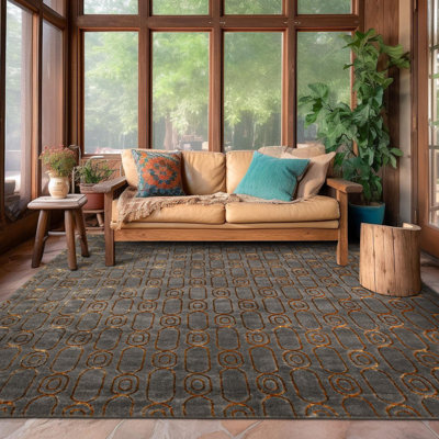 Latitude Run® Column Nikica Rug Grey and Gold