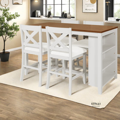 Ensemble de table de salle à manger rustique blanc avec rangement