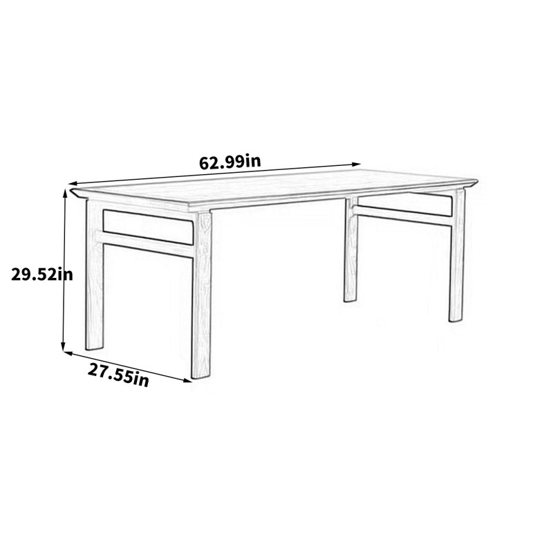 Walnut Solid Wood Dining Table, 29.52"H x 62.99"L x 27.55"W