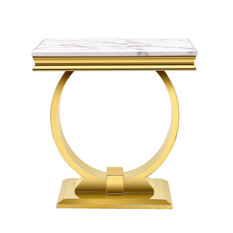 Crystallynn Solid Wood Top End Table