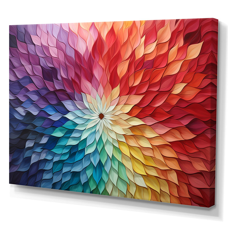 Multicolore Op Art, illusions symétriques sur toile, H 34 po x l 44 po x P 1,5 po, Toile tendue