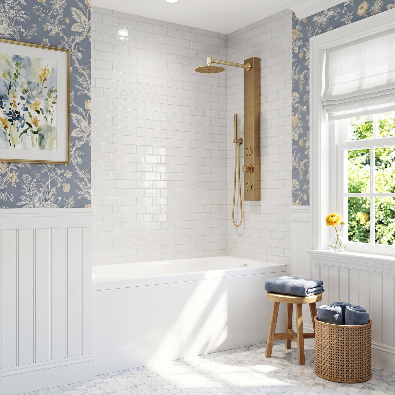 Orion Frameless Hinged Tub Door, Matte Gold