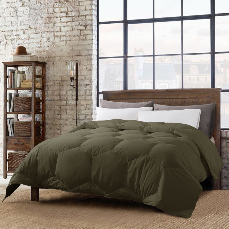 Honeycomb Stitch Down Alternative Comforter, Olive, Full/Queen