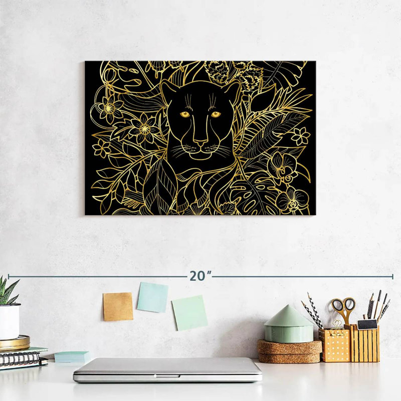Brampt Floral Black Panther, 8" H x 12" W