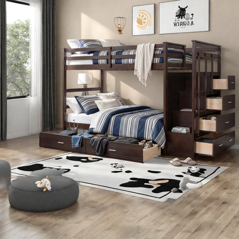 Lits peu encombrants avec rangement, lit simple en bois massif, maison familiale moderne