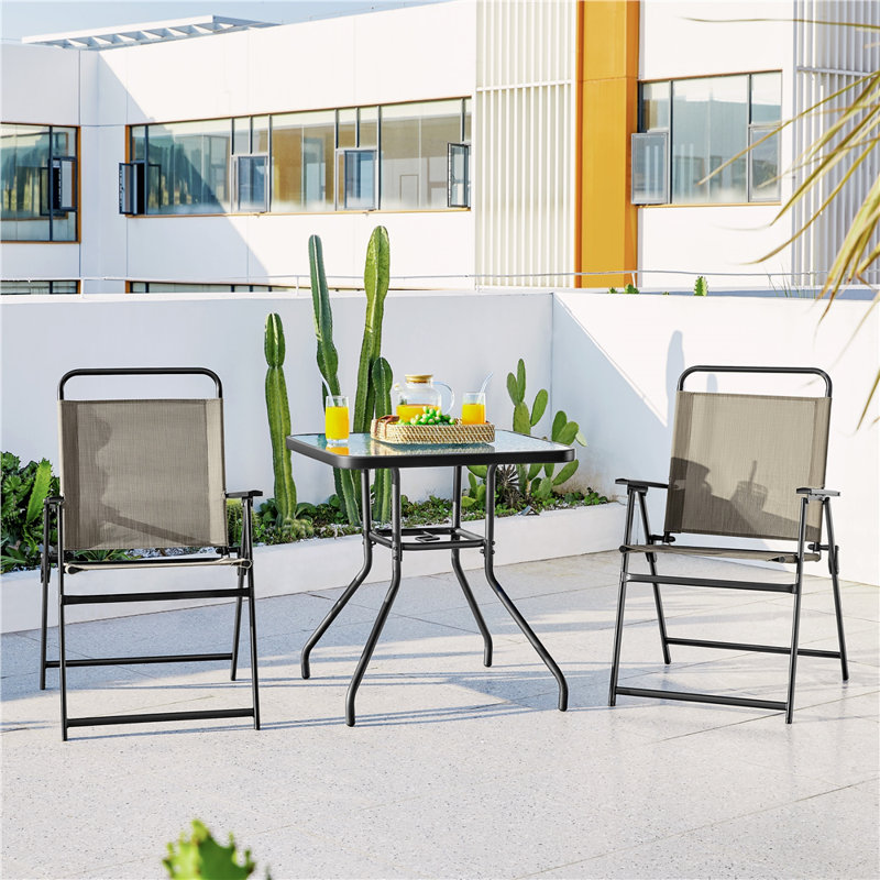 Folding Patio Dining Armchair, Brown, 2