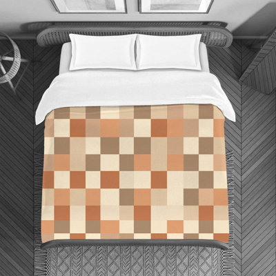 Terracotta Block Grid Duvet Cover