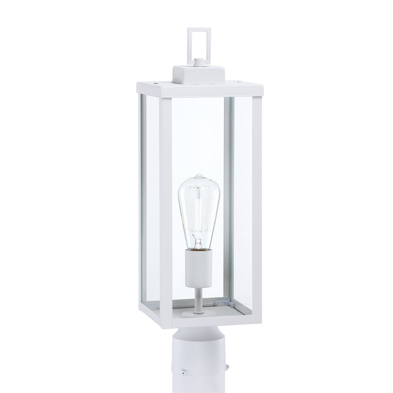 Tête de lampadaire d'extérieur 1 lumière Topawa avec abat-jour en verre transparent Topawa, Blanc mat