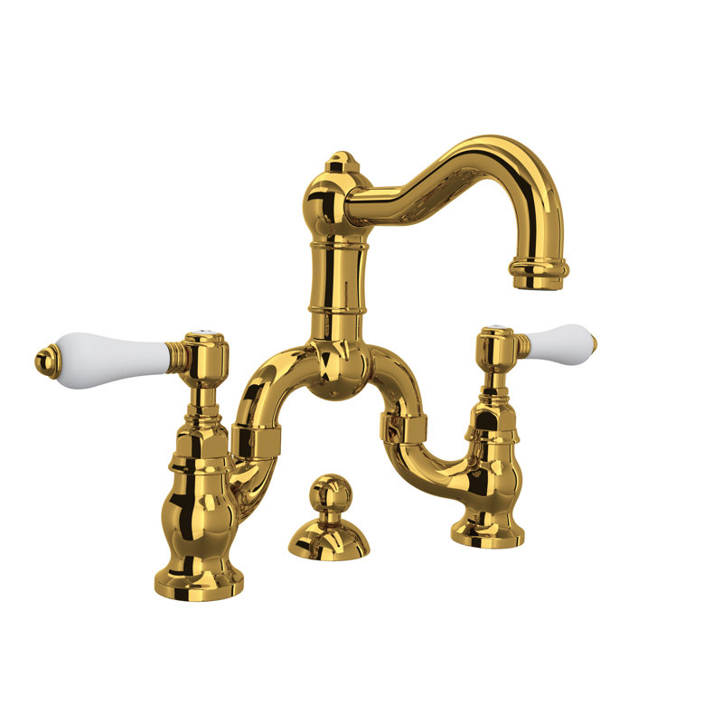 Acqui® Bridge Lavatory Faucet, Unlacquered Brass