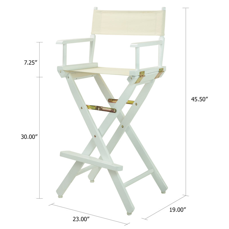 30" Folding Director Chair with Canvas, Natural/Wheat, White