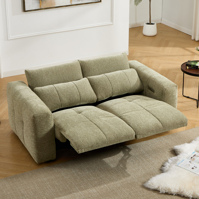 Canapé inclinable électrique surdimensionné moderne en chenille de 186 cm de large, à double moteur et appui-tête réglable manuellement