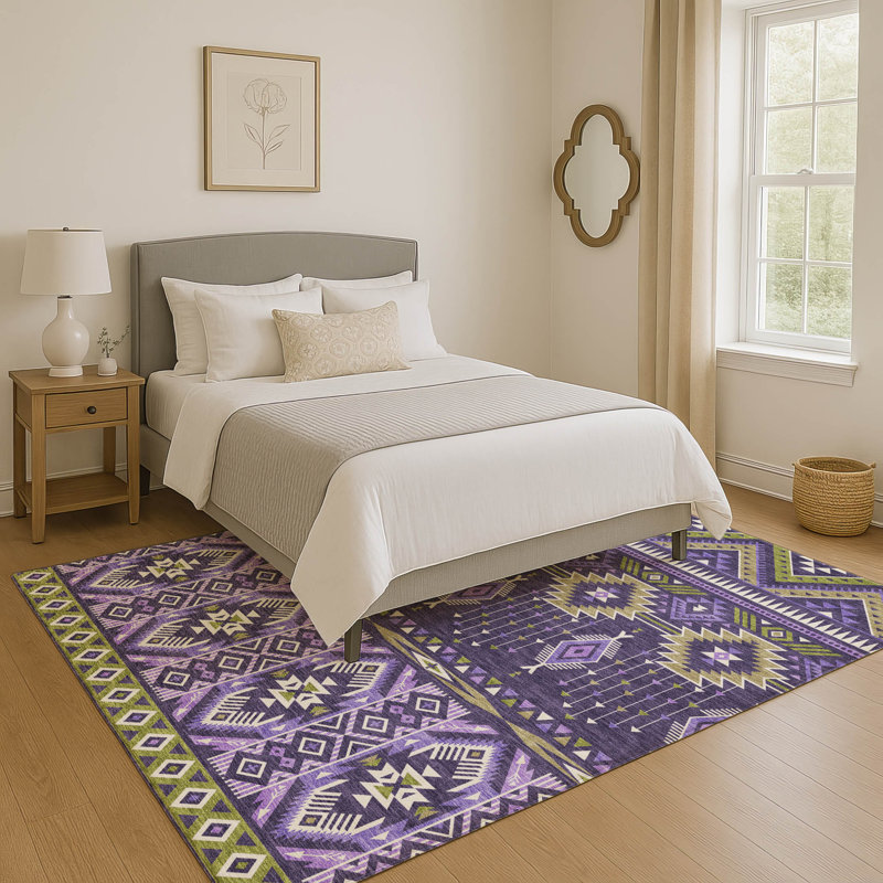 Tapis aztèque Xamiera AMF1851 lavable à la machine de qualité supérieure, Rectangle 10 pi x 14 pi