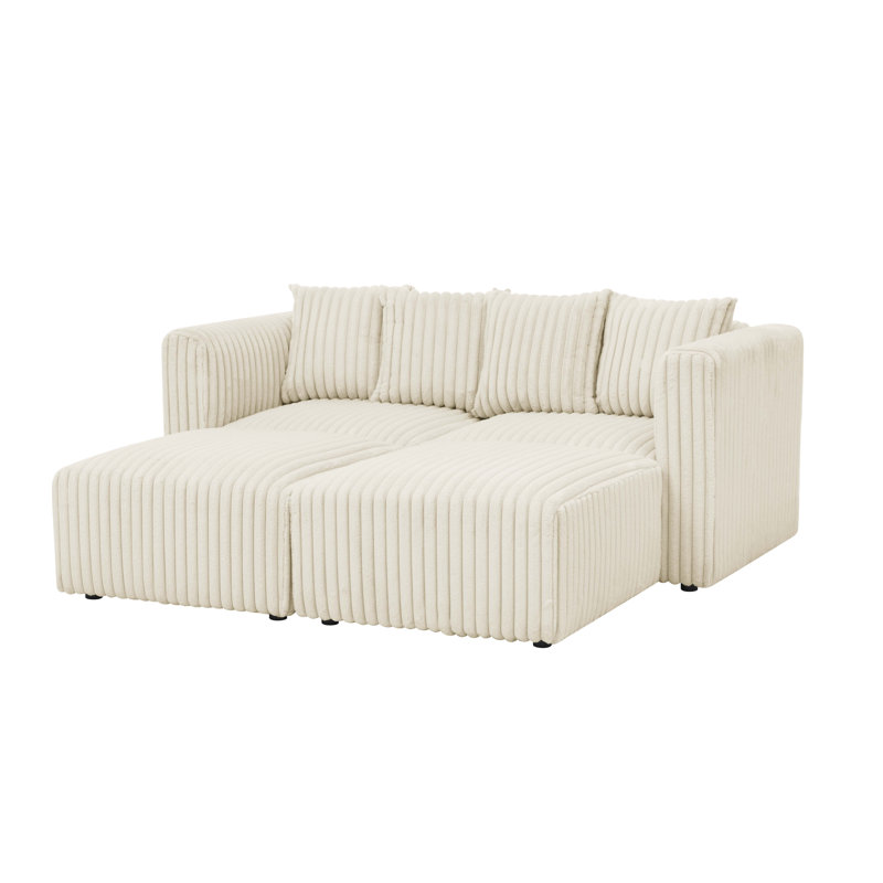 Canapé modulaire Damerel, Fausse fourrure beige