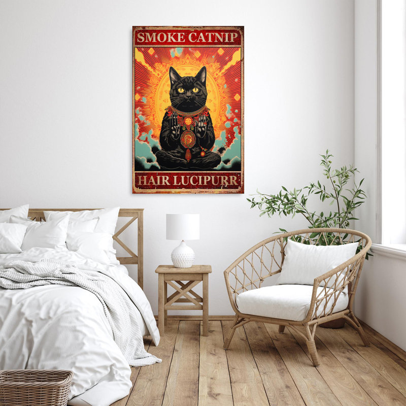 Black Cat Smoke Catnip On Canvas Print, H 36 po x l 24 po x P 1,25 po