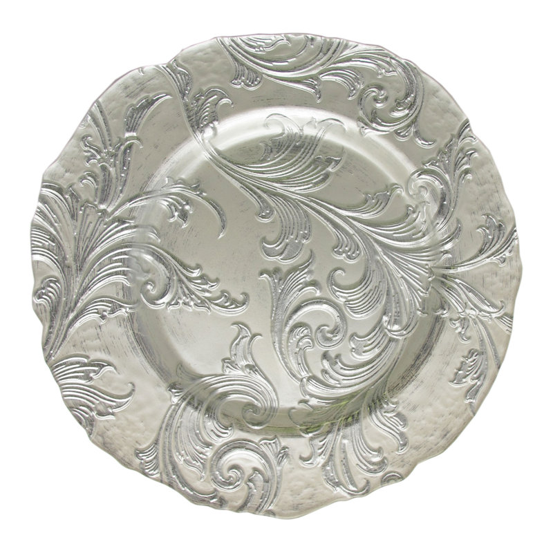 Plat de service en verre argenté Vanessa, Argent