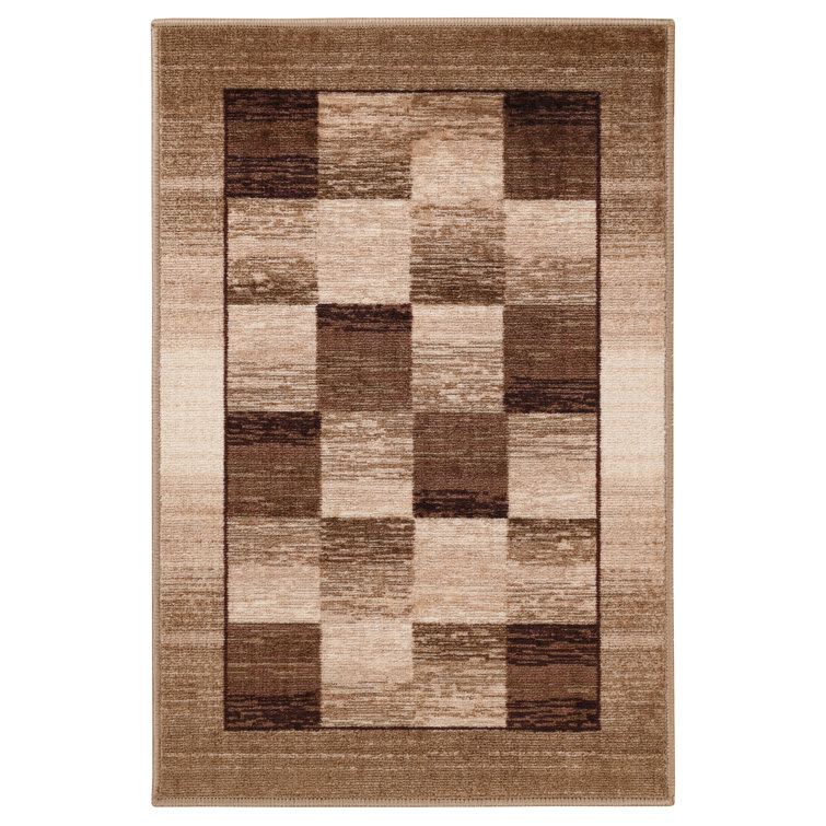 Rustic Color Block Checkered NonSlip Indoor Runner or Area Rug