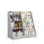 Bibliothèque pour enfants en bois à 4 niveaux avec bac de rangement pour jouets, tablette multifonctionnelle pour chambre de bébé, salle de jeux ou chambre à coucher, gris