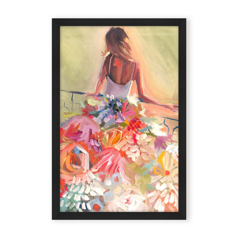 Nature Inspired Blossom Reverie: The Enigmatic Backdrop, Framed Matted Print, 48" H x 36" W x 1.125" D, White