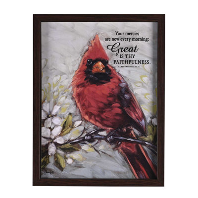 Framed Wall Art Red Cardinal His Mercies