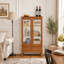 Armoire vitrée éclairée vitrine vitrée avec tablettes réglables en verre 2 portes et 1 tiroir avec ampoule incluse-114223570