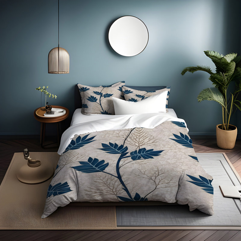 Polyester Floral Duvet Cover, King Duvet Cover + 2 King Shams
