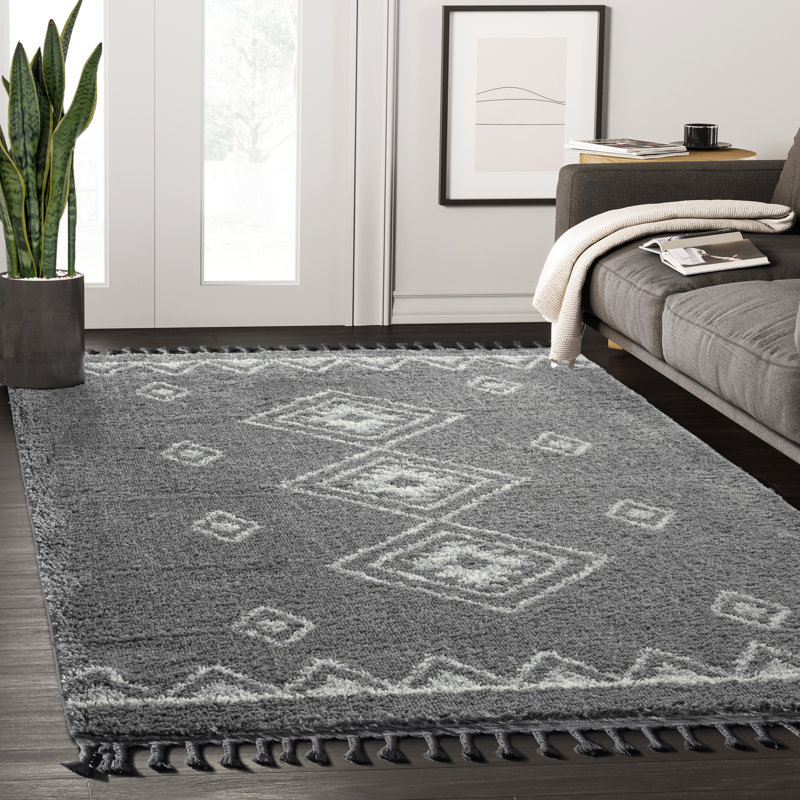 Tapis gris et ivoire Alejandrina, Rectangle 6 pi x 9 pi