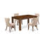 L'ensemble de table et chaises de cuisine 5 pièces comprend une table de salle à manger rectangulaire en bois rustique et 4 chaises rembourrées en tissu de lin brun clair, noyer antique -716618334-716618320-716618323