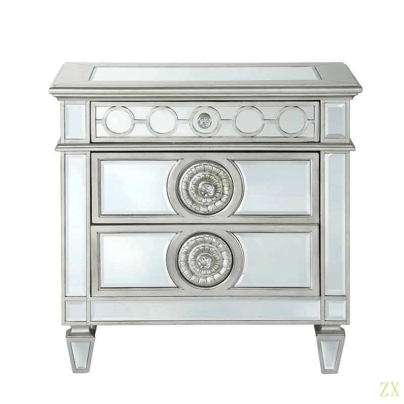 Table de chevet Glam Luxury, Argent argent