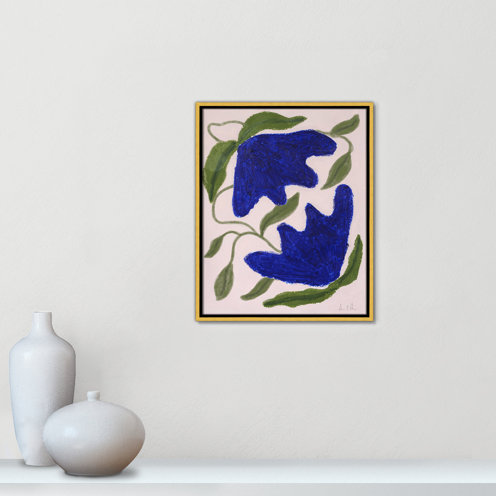 Colette "Blue Anemones No. 02" Print, 21.5" H x 17.5" W, Gold