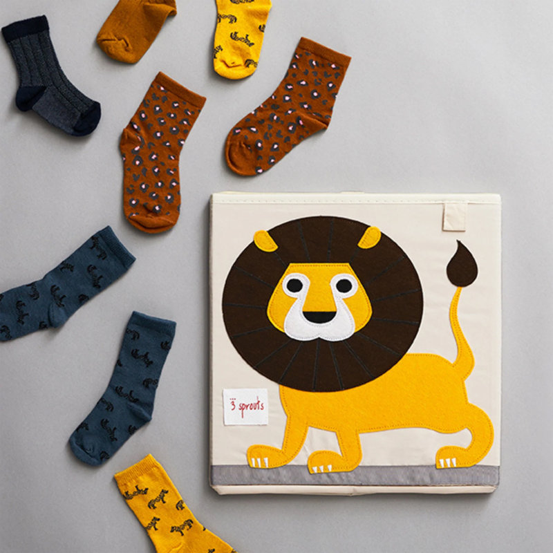 3 Sprouts - Toy Storage Cube for Baby and Kids - Lion