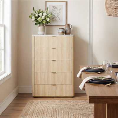 Modern 5-Drawer Dresser With Storage 31.5" Wide Dresser And Chest For Bedroom Living Room