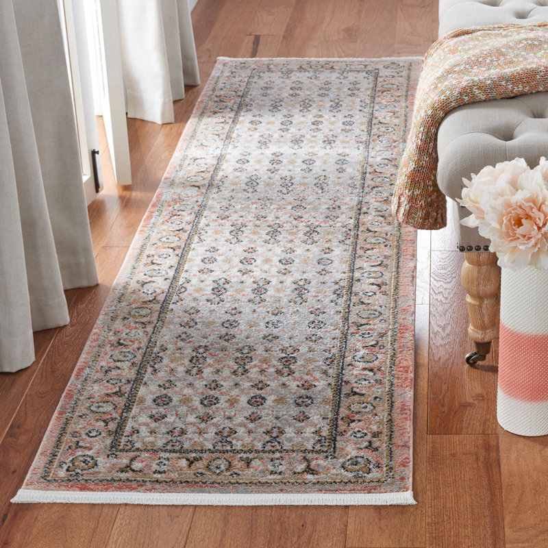 Tapis gris / rose Raymund, Tapis de couloir 2 pi 2 po x 8 pi