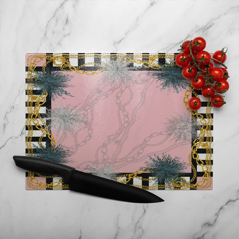 Chains Glass Chopping Board, 40cm L x 28cm W