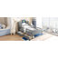 Lit plateforme simple en bois avec éclairage à DEL intégré, tête de lit multifonctionnelle, garde-corps et 2 tiroirs-1559704201