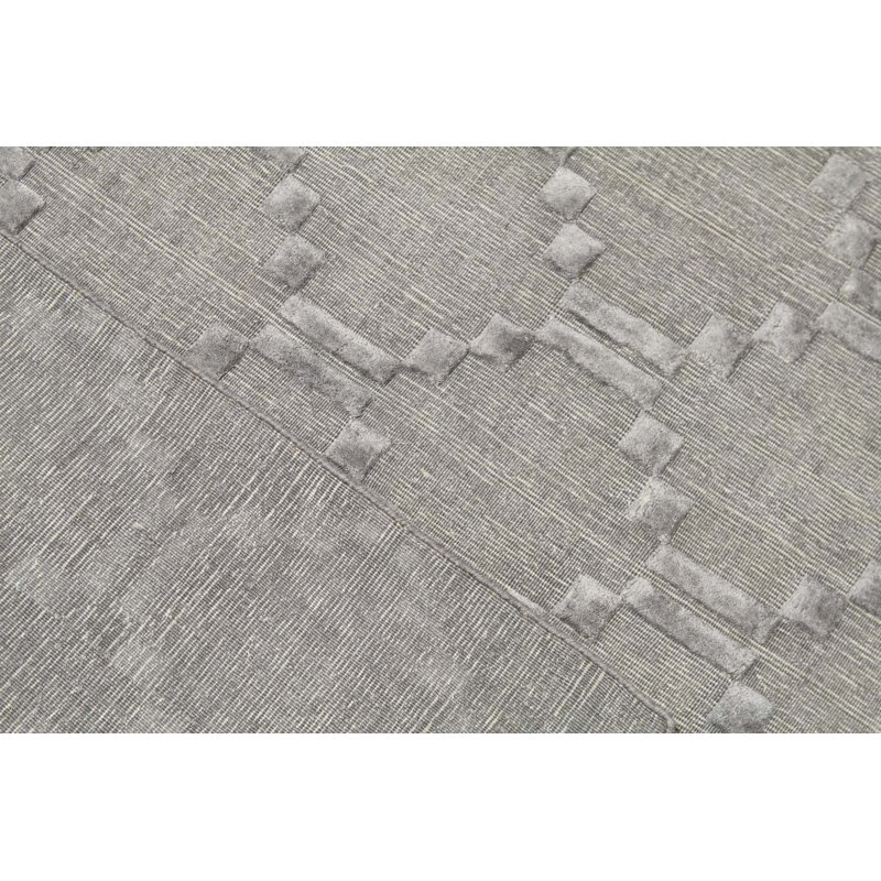 Cotton Geometric Area Rug in Silver