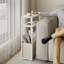 Table d'appoint étroite, tables de bout minces avec panier en tissu, table mince pour petits espaces, table de chevet mince pour le salon, la chambre à coucher (1, blanc et brun chameau)-1650395503