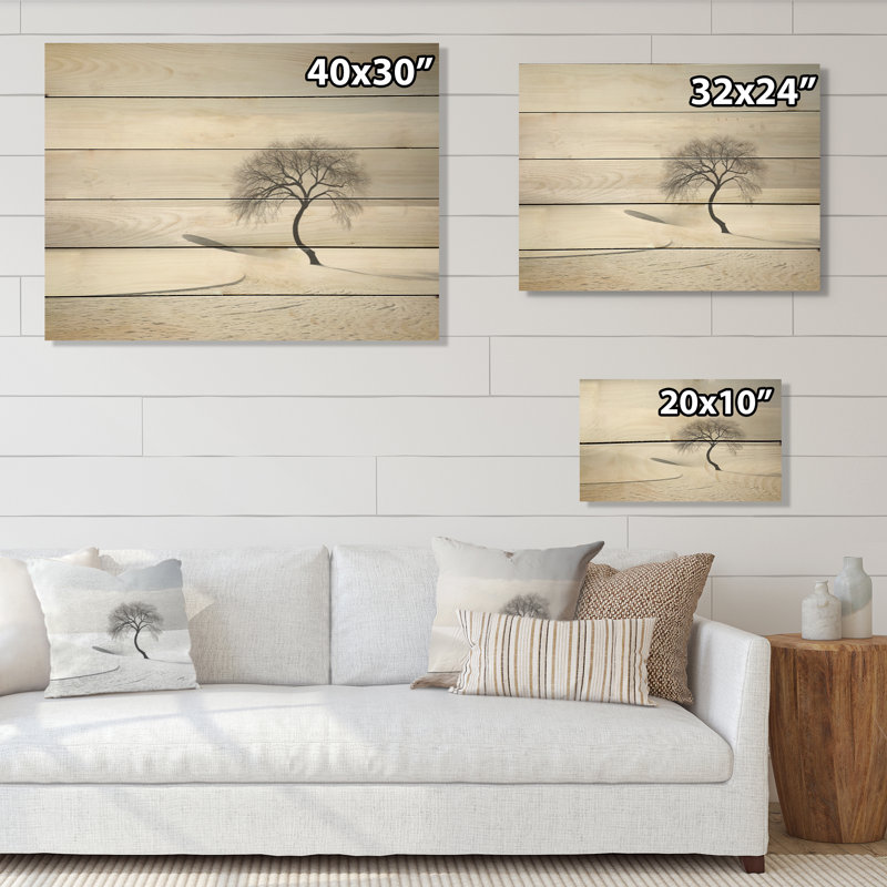 Winter Scenery Landscape Photo - Winter Landscape Wood Panel Wall Art On Natural Pine Wood, 24" H x 32" W
