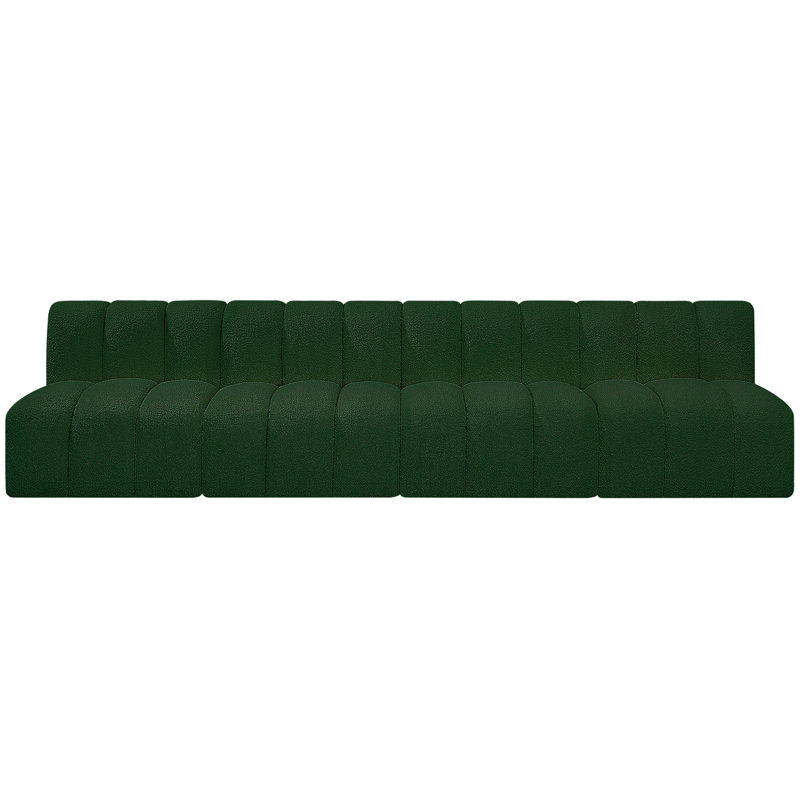 Canapé et méridienne rembourrés Kirchoffer, Tissu bouclé vert